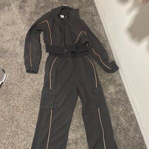 Fashion Nova Black and Orange Track Suit